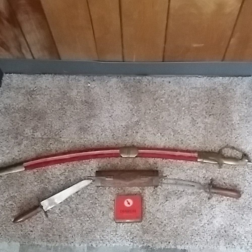 3 pc. Sword set, all from India.